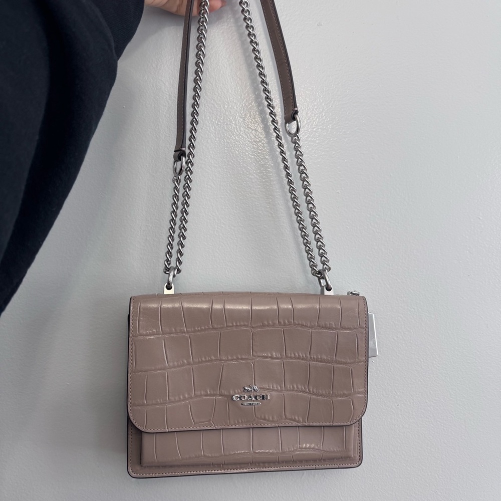 Coach Beige Croc-Embossed Crossbody Bag